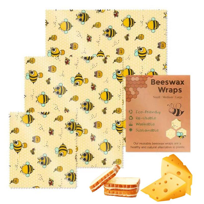 Beeswax Wrap Reusable - 3 stücke Wiederverwendbare Lebensmittel Frisch Halten
